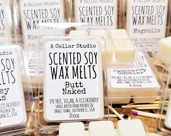 Soy Wax Melts-Choose scent, 30 Scents! Hand Poured Small Batch Scented Wax Tarts, Air Freshers, Dye Free, Vegan, Eco Friendly, Great Gift!