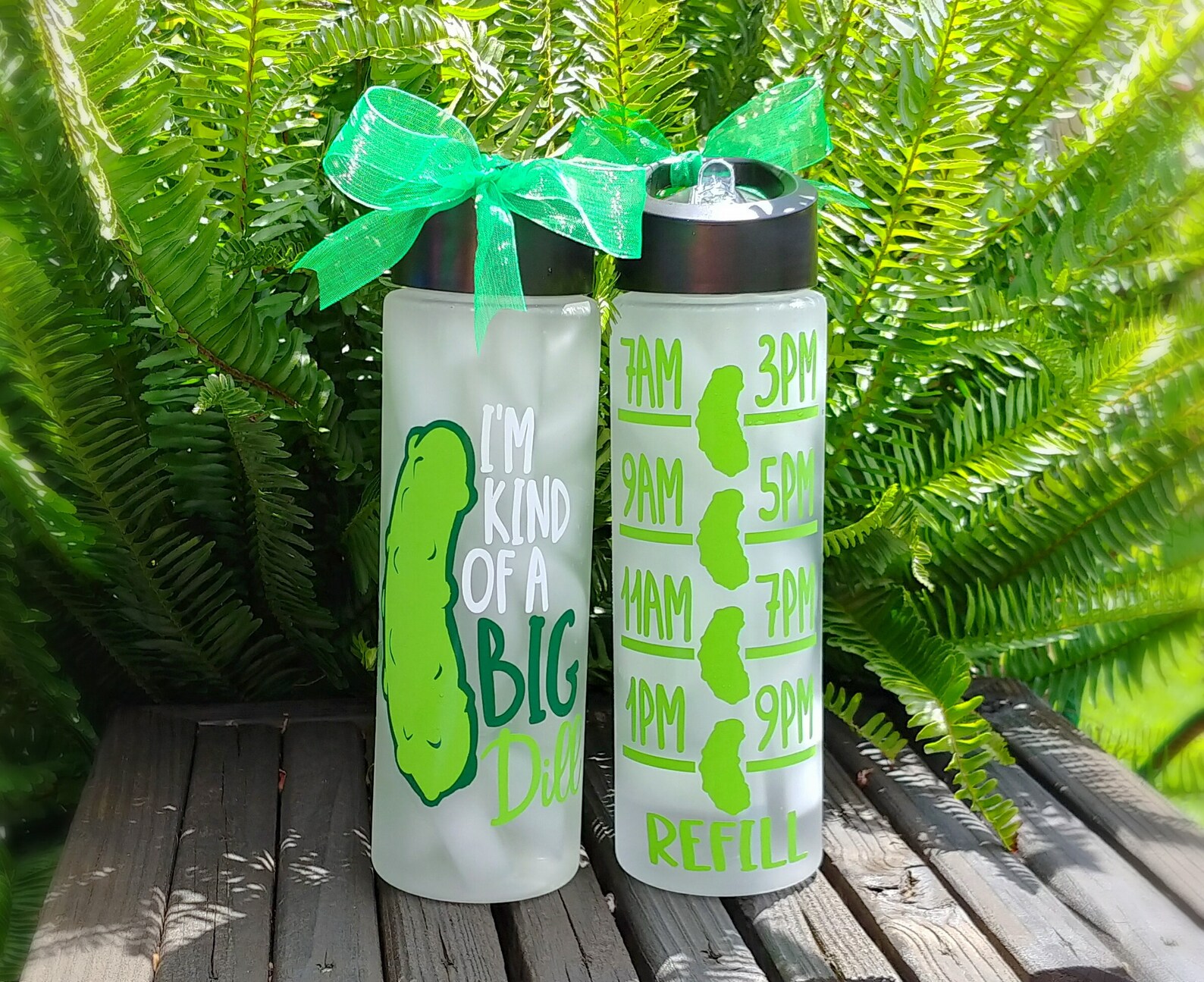 Dill Pickle Water Bottle/Motivational/24oz/Water Tracker/Water Etsy