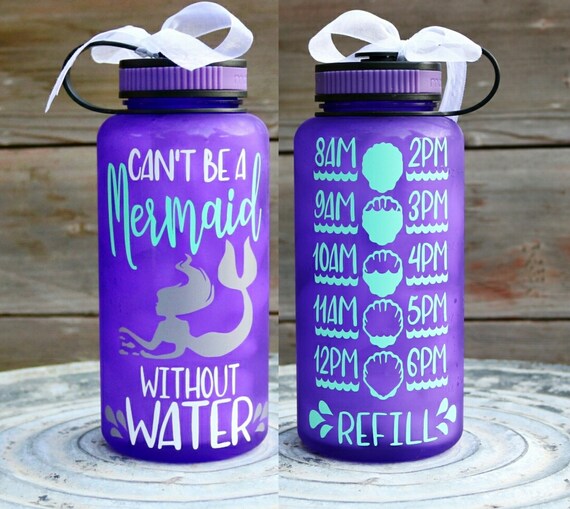 Agua de sirenabotella de agua motivacional34oz.rastreador Botellas de agua para niños Diseño Sirena