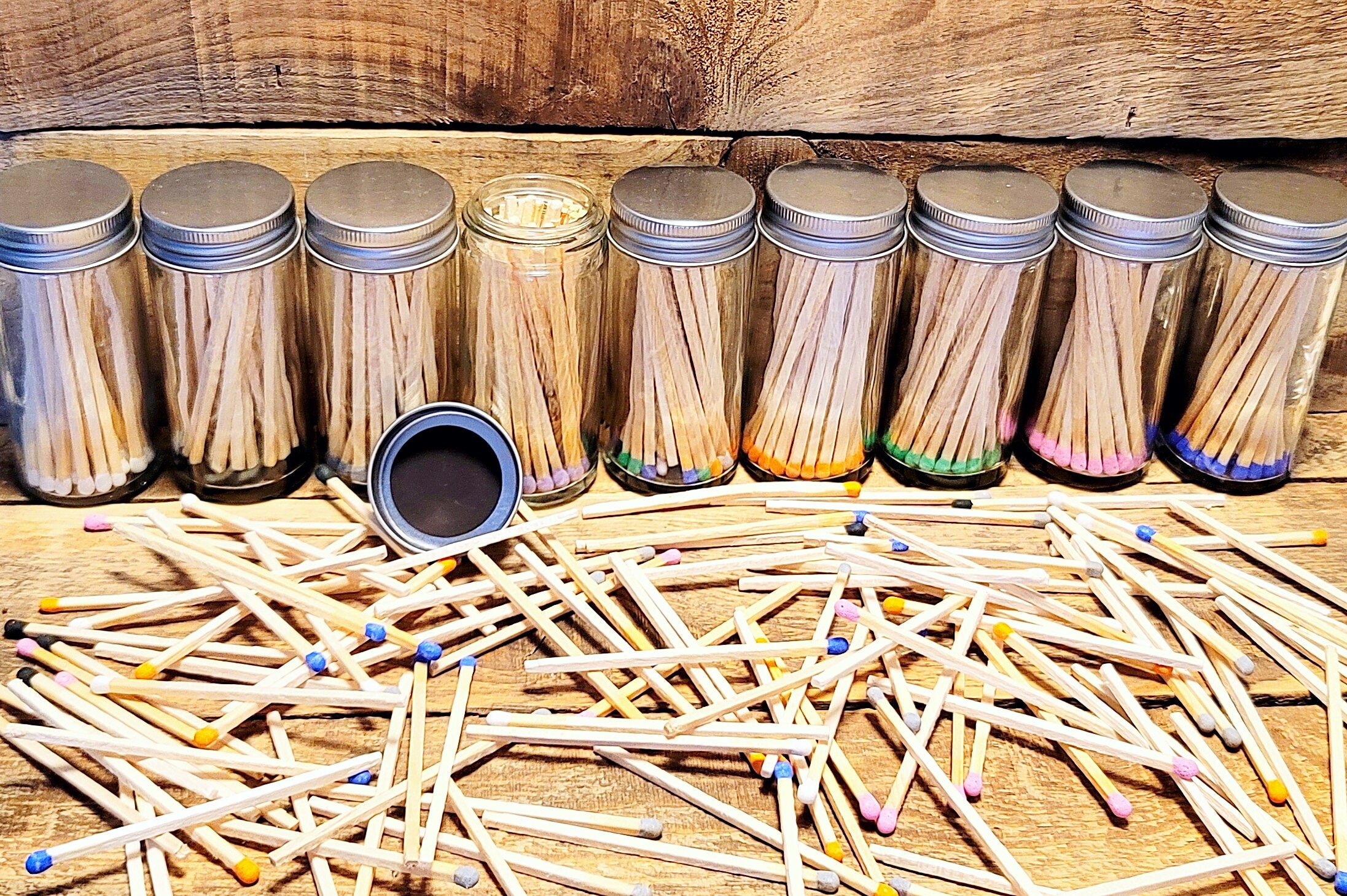 Long Matches in Bottlecolored Tip Matchesglass Jar With Etsy UK