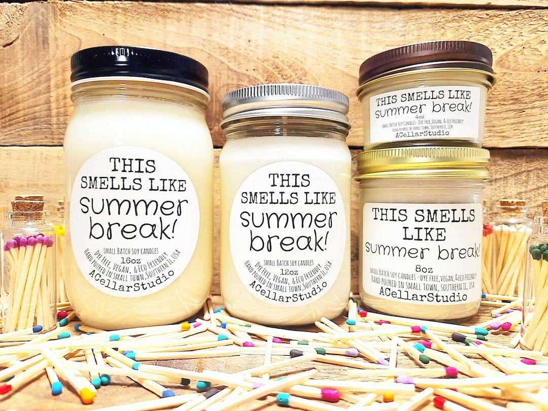 Funny Soy Candles this Smells Like Summer Break Scented Mason Jar