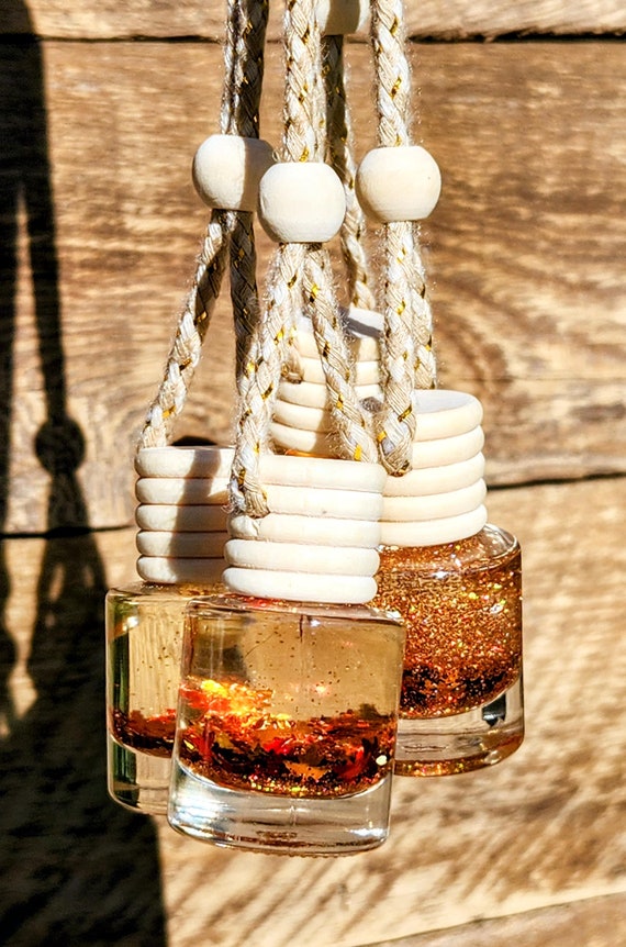 Fall Glitter Car Air Freshener- Car Oil Diffuser - Hanging Scented Oil Diffusers - New Car Gift -55+ Scents! .5-4oz Refill Bottles Available