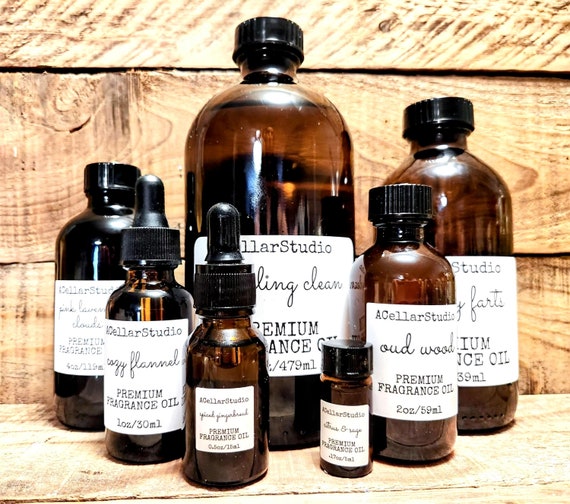 PREMIUM FRAGRANCE OIL - For making Candles,Soaps,Body Sprays, Body Oils,Slime,Freshies,Room Sprays-65+Scents! 1/2oz-16oz Amber Glass Bottles