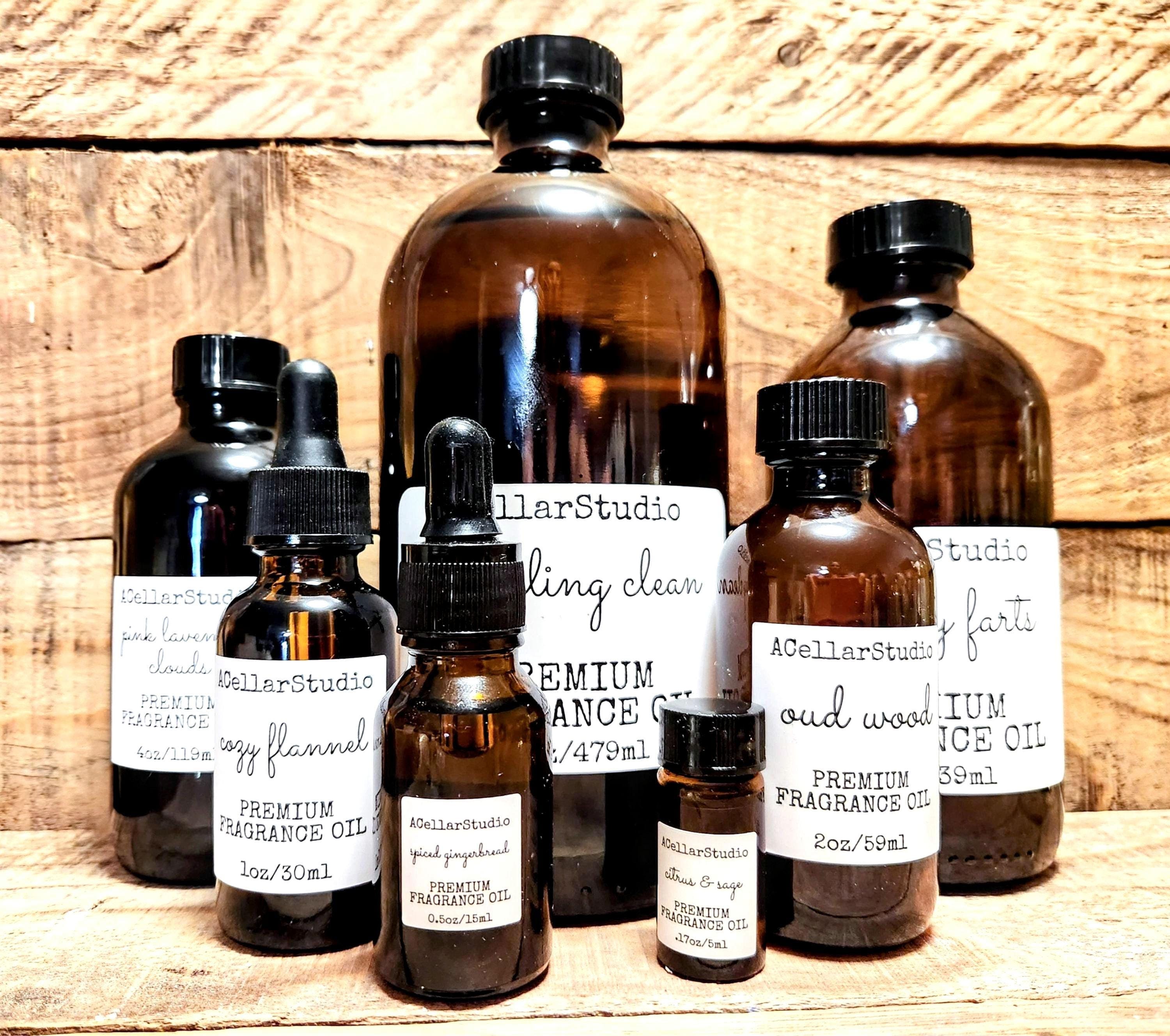 PREMIUM FRAGRANCE OIL - For making Candles,Soaps,Body Sprays, Body Oils,Slime,Freshies,Room Sprays-65+Scents! 1/2oz-16oz Amber Glass Bottles