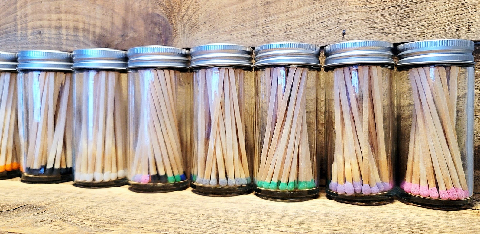 Long Matches in Bottlecolored Tip Matchesglass Jar With Etsy