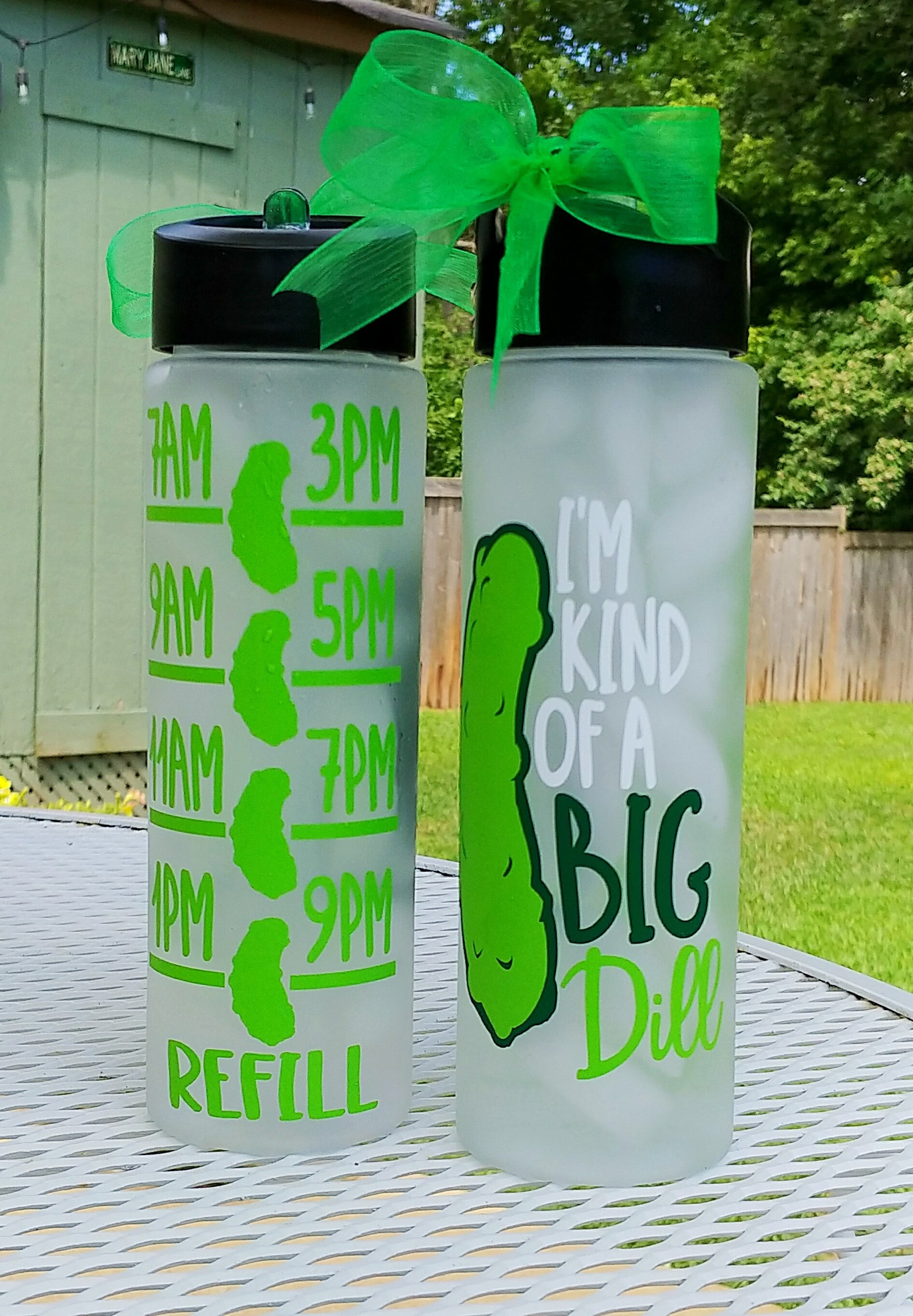 Dill Pickle Water Bottle/Motivational/24oz/Water Tracker/Water Etsy