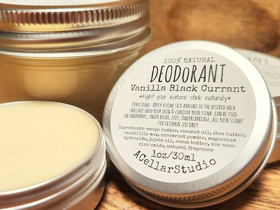 Natural Deodorant, Aluminum Free,Plastic/Baking Soda Free, Zero Waste Full Body Cream/Balm Deodorant, VANILLA BLACK CURRANT/Unscented, Vegan