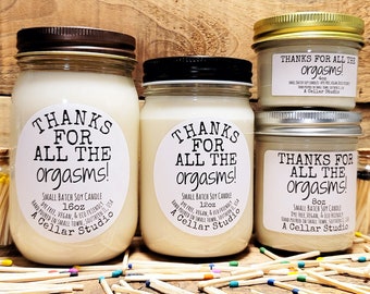 Funny Scented Soy Candles"Thanks for all the orgasms!"Adult Humor Gift for Boyfriend/Husband/Wife/Girlfriend-Great 4 Valentines Day/Birthday