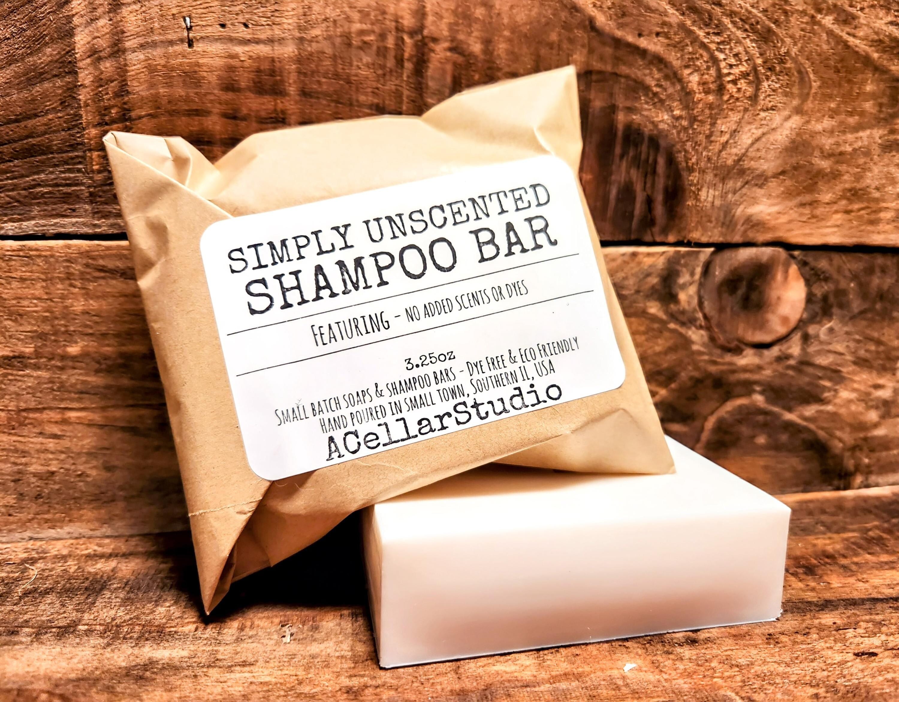 SIMPLY UNSCENTED Shampoo Bar - Dye & Scent Free, Eco Friendly Packaging! Prefect for sensitive skin,Large 3.25oz Size, Gift,Stocking Stuffer