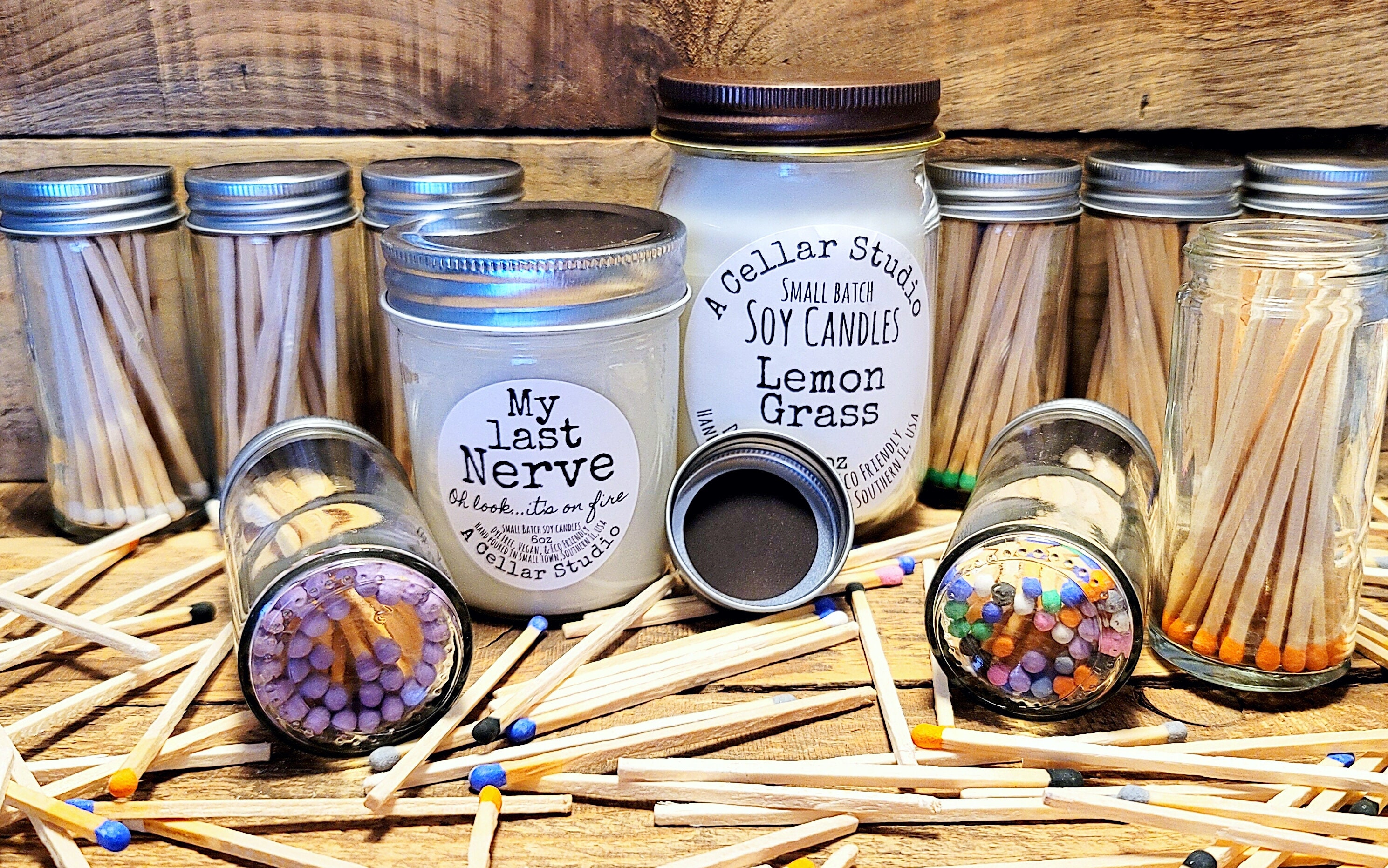 Long Matches in Bottlecolored Tip Matchesglass Jar With Etsy UK