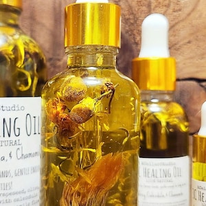 3C Oil, Herbal Natural Oils Infused with Comfrey Root, Calendula, & Chamomile Flower, Great for Face / Body Oil / Extra Dry Skin / Hair Oil