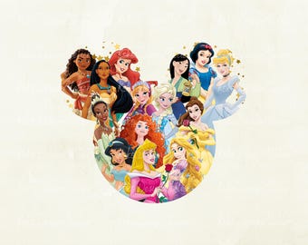 Mickey Princesses Png, All Princesses Png, Mickey Head Princess Png, Princess Shirt Design Png, Magic Kingdom Png