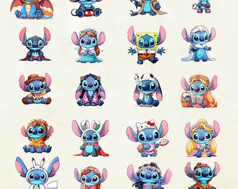 Paquete de 20 imágenes PNG de Stitch, imágenes prediseñadas de Stitch, imágenes PNG de Stitch, Lilo y Stitch PNG, alta resolución - Descarga digital instantánea de PNG, diseños de camisetas