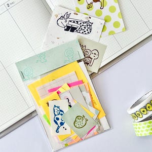 Kit para diario creativo / Papel decorativo estampado a mano, pegatinas y cinta washi / Paquete de suministros para álbum de recortes / Paquete sorpresa de papelería