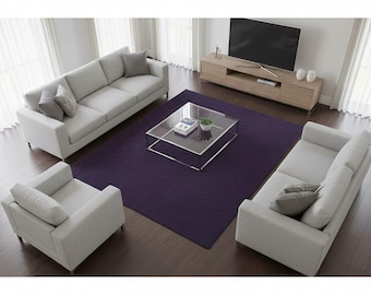 Alfombra de lana tejida a mano, diseño morado