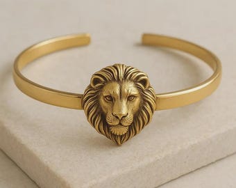 Brazalete de plata de ley con cabeza de león – Joyería animal