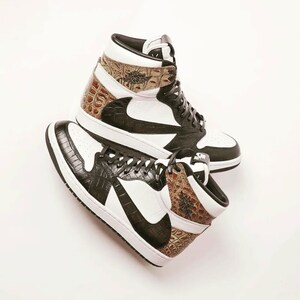 Zapatillas AJ1 altas Crocka Mocca hechas a mano, calzado artesanal, fabricante de zapatos, zapatillas personalizadas, regalo de Navidad.