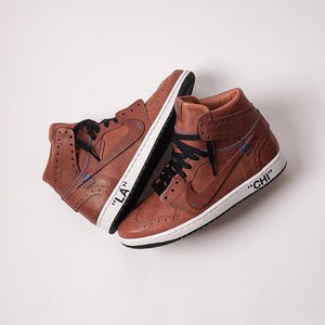 Zapatillas Oxford AJ1 High Off White Legend hechas a mano, calzado artesanal, fabricante de zapatos, zapatillas personalizadas, regalo de Navidad.