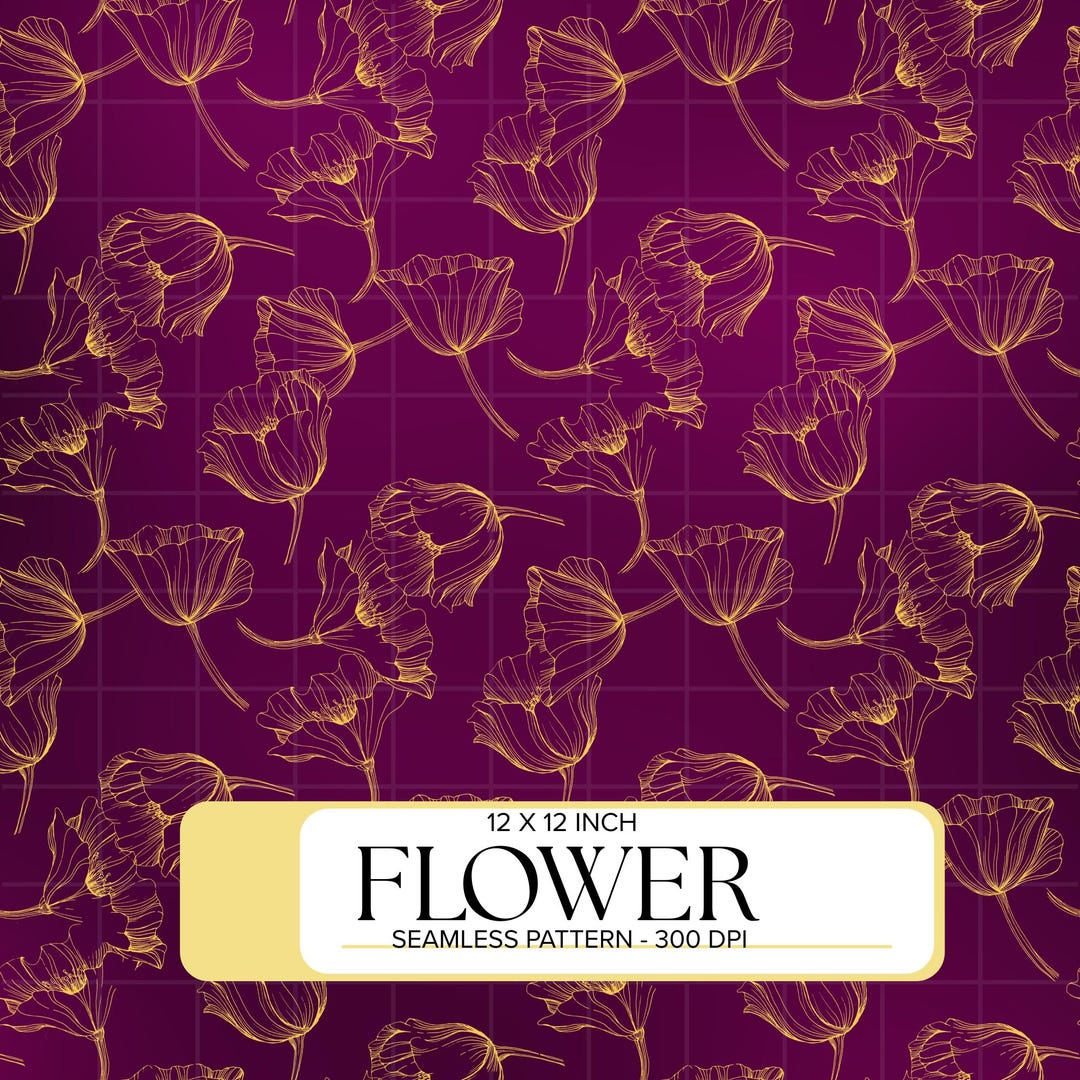 Elegant Gold Line Floral Seamless Pattern | Burgundy and Gold Botanical ...