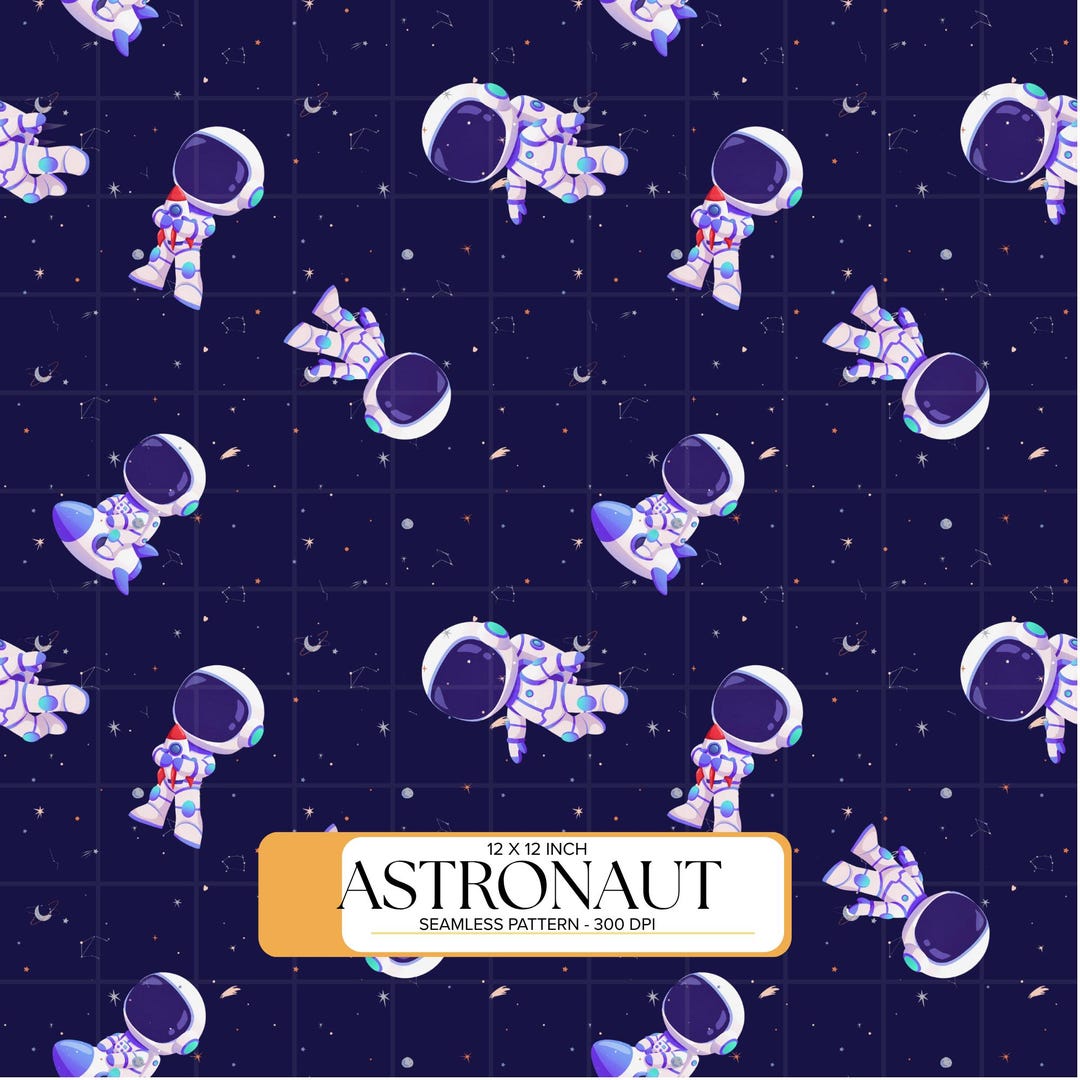 Astronaut Seamless Pattern No Background | Cute Space Digital Paper ...