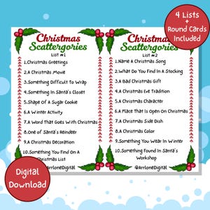 Gioco di Natale stampabile Scattergories Attività per feste di Natale in classe Gioco per feste in famiglia Festa in ufficio Evento natalizio Scarica lavoretti per bambini