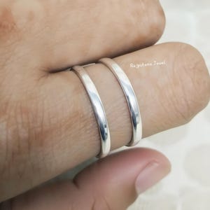 スターリングシルバーのダブルバンドリング：ハンドメイドの調節可能なスタッキングボヘミアンジュエリー