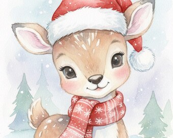Baby Deer Christmas Digital Poster