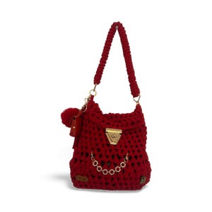 Ruby Royale Crochet Bag —  Exclusive | Luxury Red Shoulder Bag with Chain & Charms