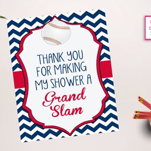 Grand Slam Sign - Thank You Baseball  Sign -Baseball Baby Shower - Baseball Shower - Baseball Shower - Little All Star