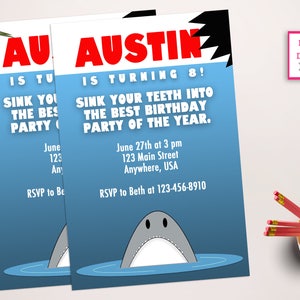 JAWS BIRTHDAY INVITATION Shark Birthday Invitation, Printable Shark Birthday Invitation, Shark Birthday, Jaws, Jaws Birthday Invite