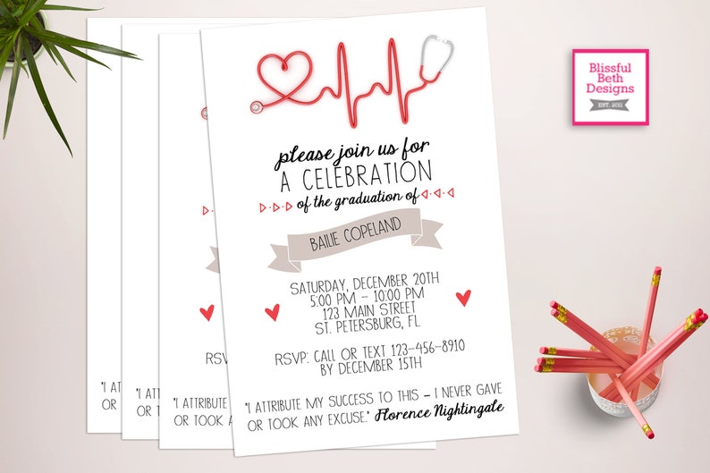 Nursing Graduation Invitation Nurse Graduation Invitation Etsy