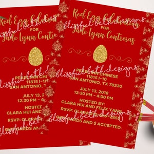RED EGG INVITATION, Red Egg and Ginger Invitation, Red Egg & Ginger Party, Red Egg and Ginger, Red Egg Shower, Red Egg and Ginger Party
