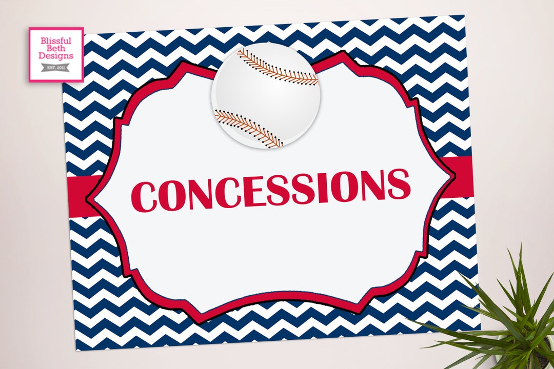 Concessions Sign - Baseball Concessions Sign - Baseball Birthday ...