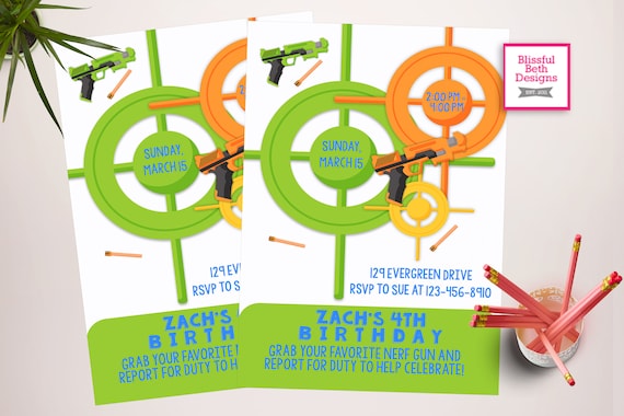 Nerf Dinspiration Invitation Anniversaire Invitation Etsy