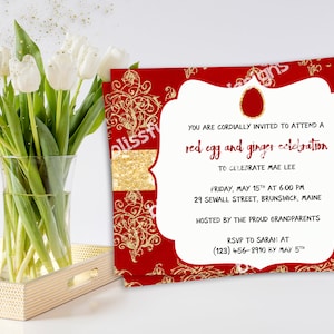 RED EGG INVITATION, Red Egg and Ginger Invitation, Red Egg & Ginger Party, Red Egg and Ginger, Red Egg Shower, Red Egg Ginger Celebration