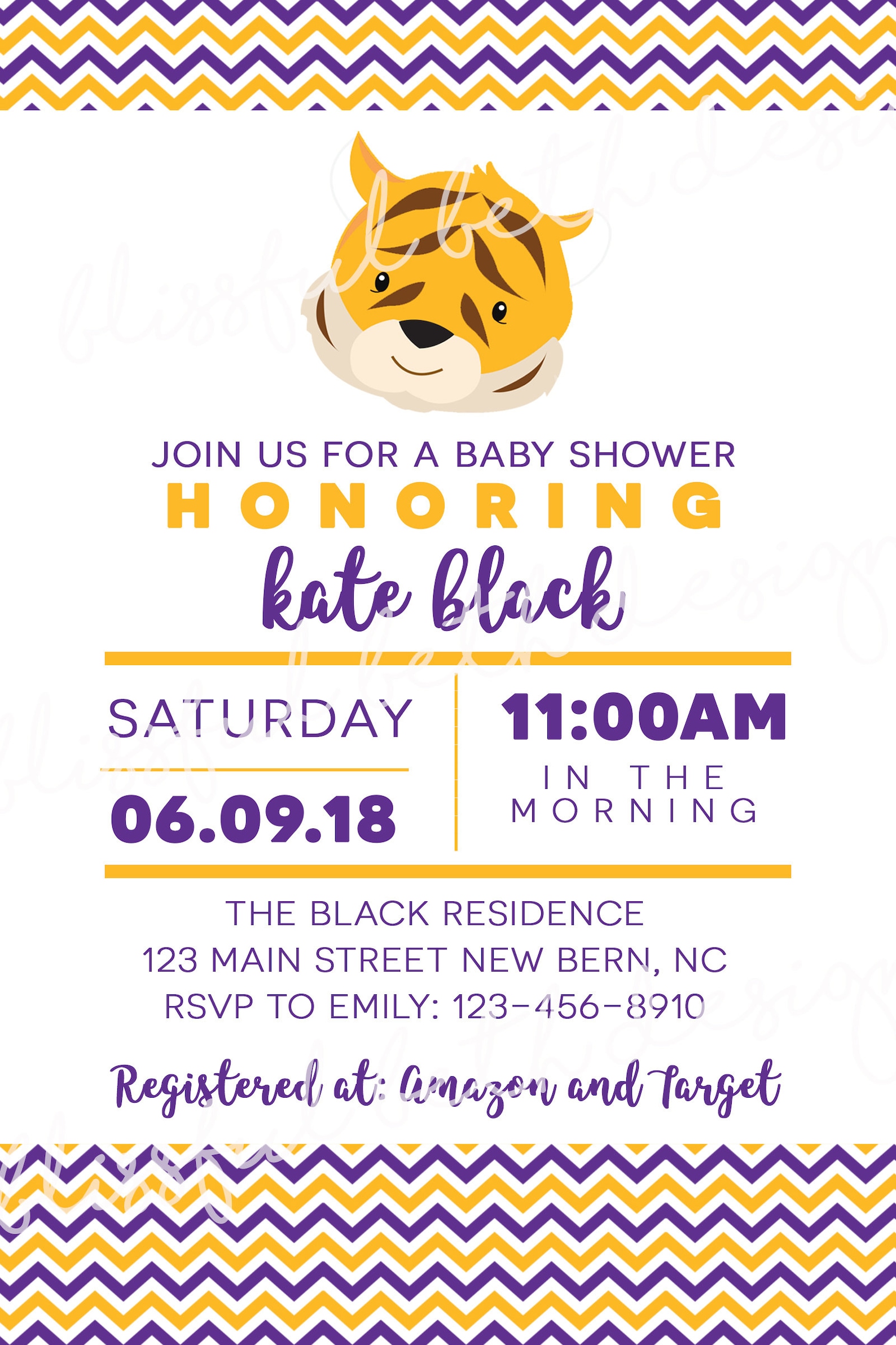 Tiger Baby Shower Tiger Baby Shower Invitation Tiger Baby Etsy