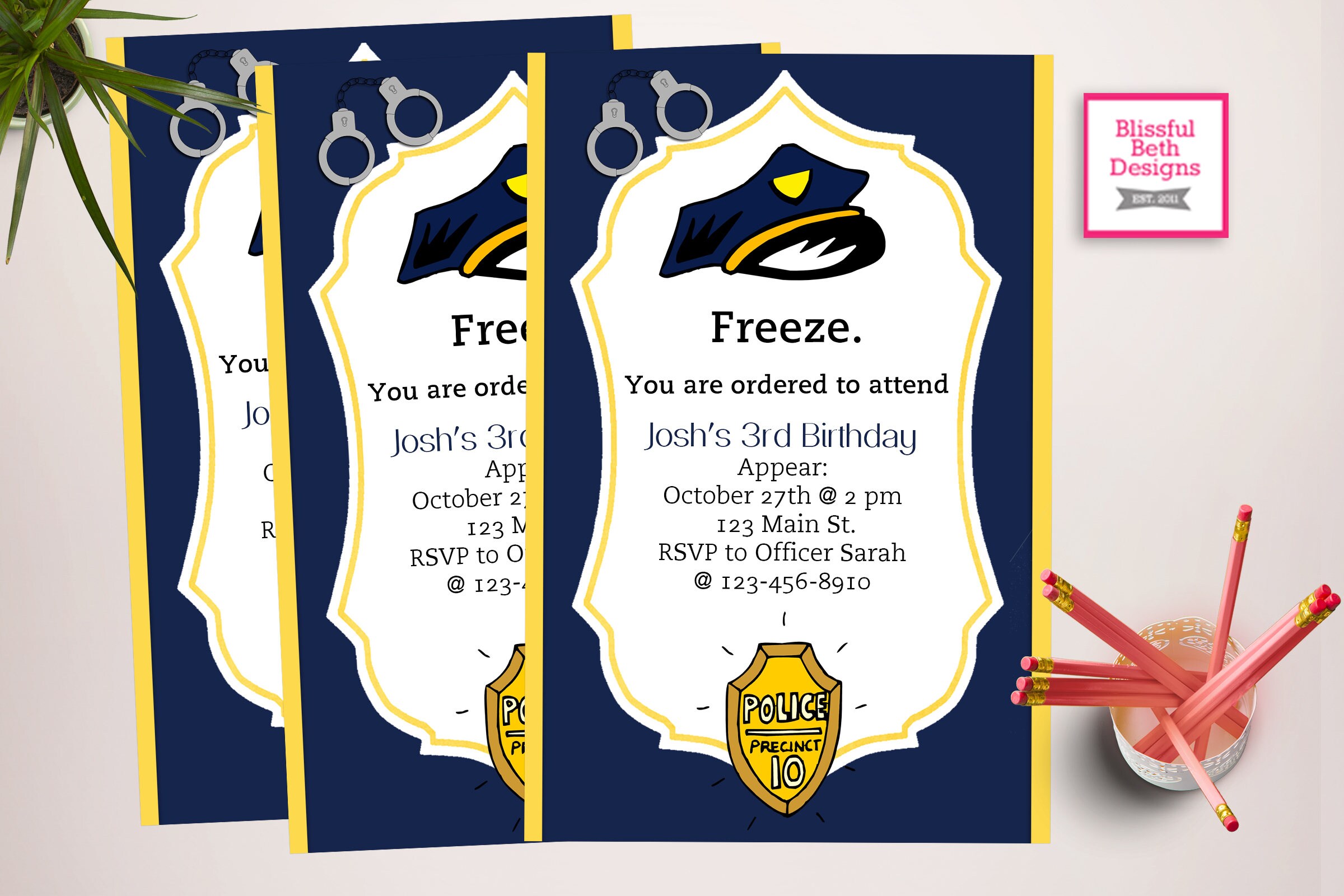 PERSONALIZED POLICE INVITATION Printable Police Birthday | Etsy