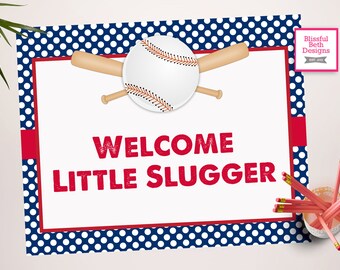 Welcome Little Slugger Sign - Baseball  Sign -Baseball Baby Shower - Baseball Shower - Baseball Shower--Little Slugger Sign
