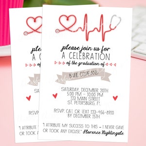 NURSING GRADUATION INVITATION  Nurse Graduation Invitation, Nursing Graduation Invite, Nursing Celebration, Nursing Graduate, Nurse