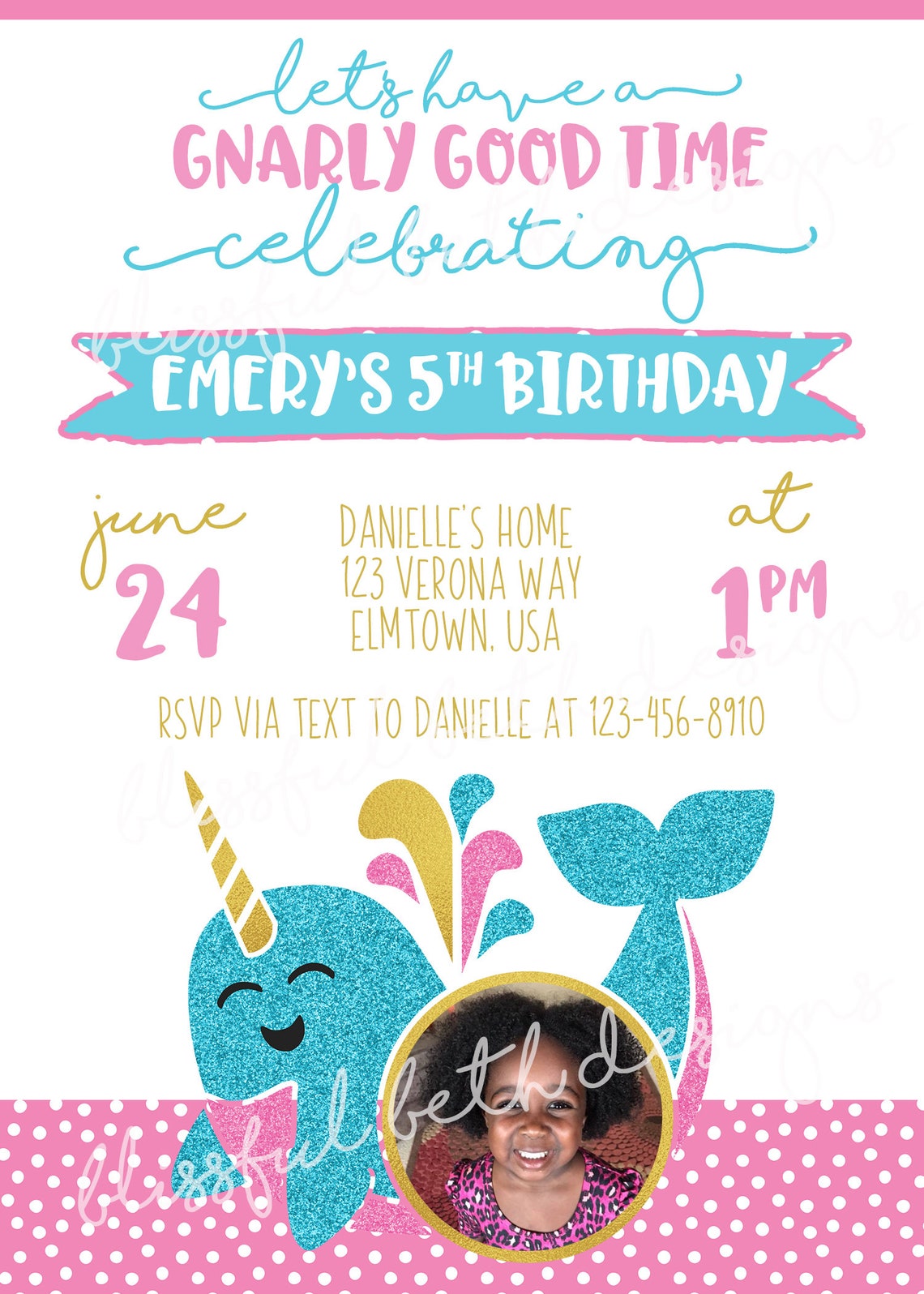 NARWHAL BIRTHDAY INVITATION Printable Narwhal Invitation - Etsy