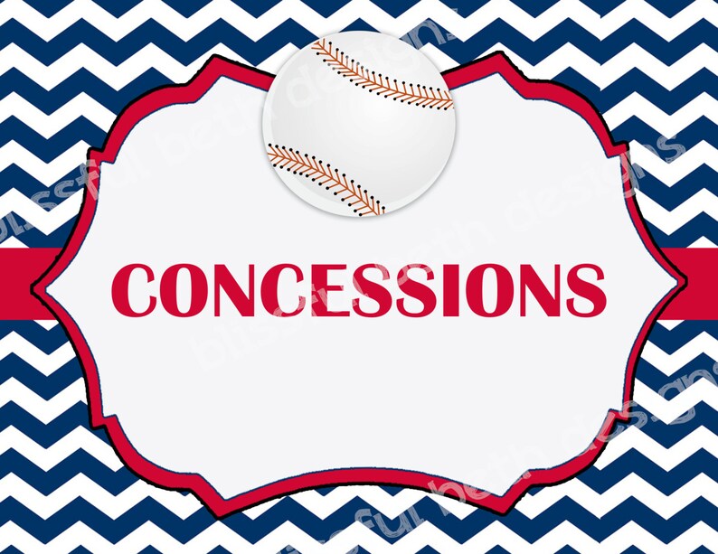 Concessions Sign Baseball Concessions Sign Baseball - Etsy