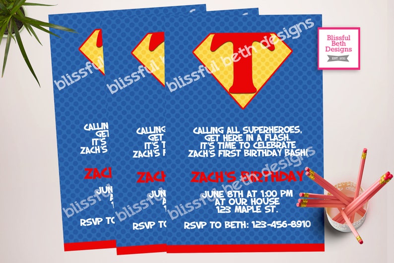 Superman Birthday Invitation Personalized Superman Printable Etsy