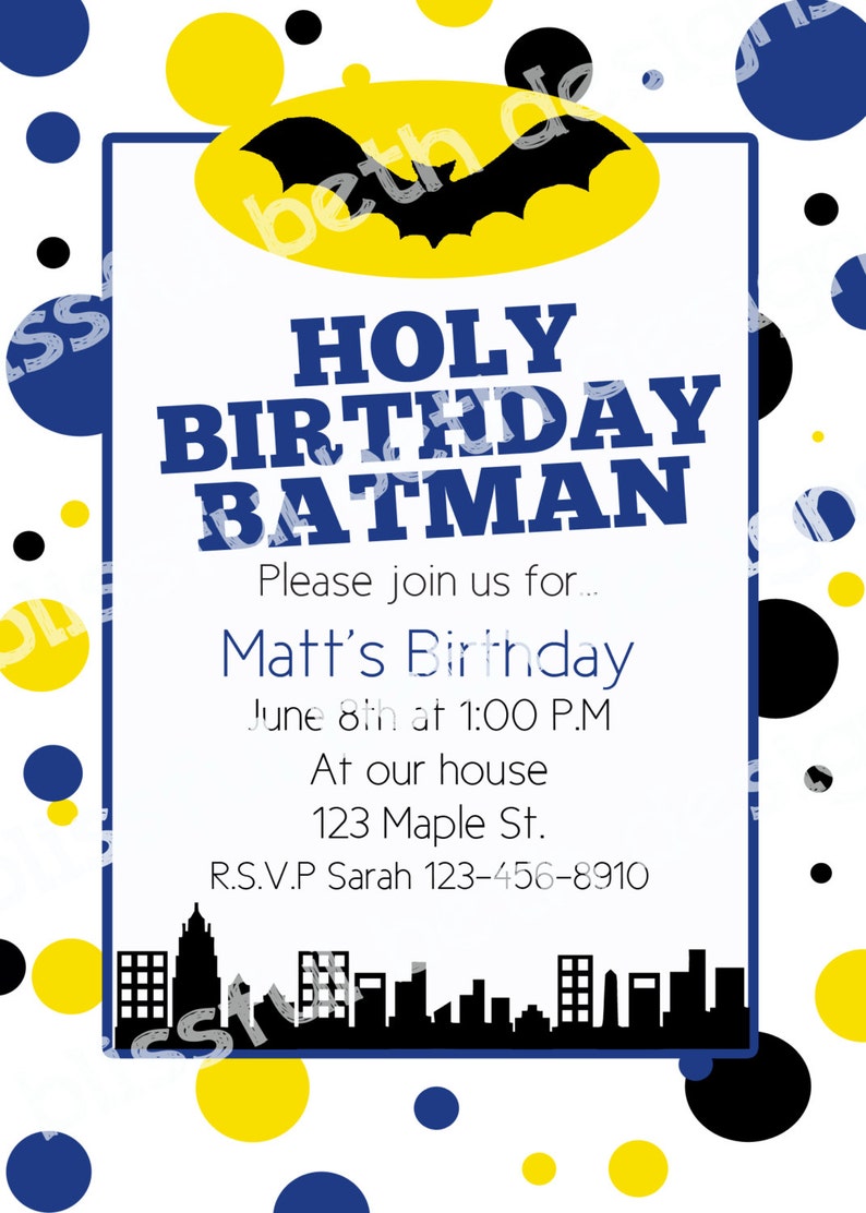 PERSONALIZED BATMAN INVITATION Personalized Batman Birthday Etsy