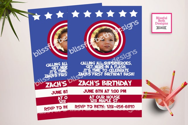 captain america invitation captain america photo birthday etsy captain america invitation