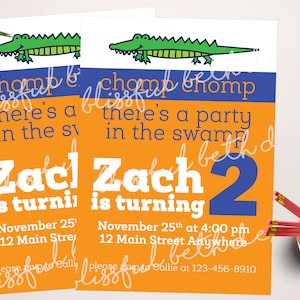 Gator Birthday Invite, Gator Birthday Invitation, Florida Birthday Invitation, Alligator Invitation, Florida Gator, Gators, Alligator