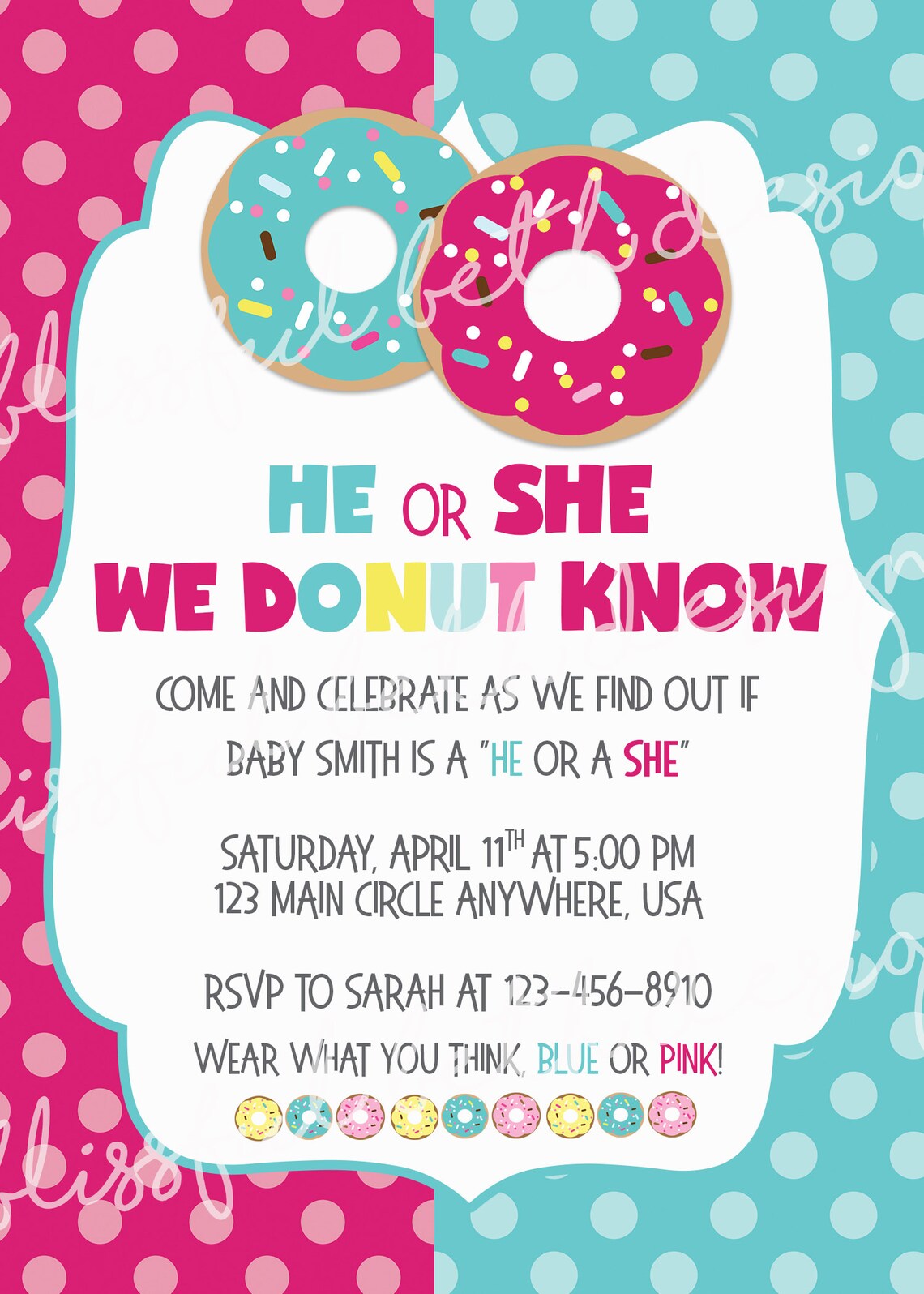 DONUT GENDER REVEAL Donut Gender Reveal Invitation Pink and Etsy