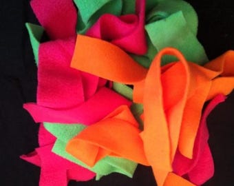 Fleece Strip's for Hedgehogs and other Small Animals with small white laundry bag