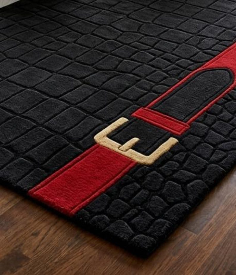 Tapis en laine touffeté main, texture croco noire avec ceinture, tapis avant-gardiste pour le salon, grand tapis de luxe moderne sur mesure du milieu du siècle image 2