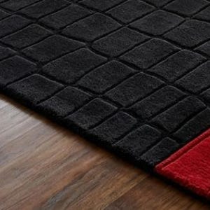 Tapis en laine touffeté main, texture croco noire avec ceinture, tapis avant-gardiste pour le salon, grand tapis de luxe moderne sur mesure du milieu du siècle image 4