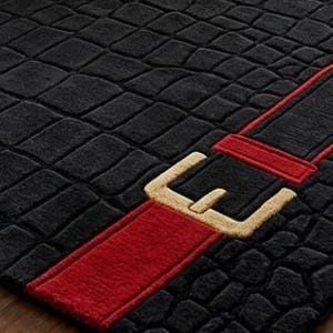 Tapis en laine touffeté main, texture croco noire avec ceinture, tapis avant-gardiste pour le salon, grand tapis de luxe moderne sur mesure du milieu du siècle image 7